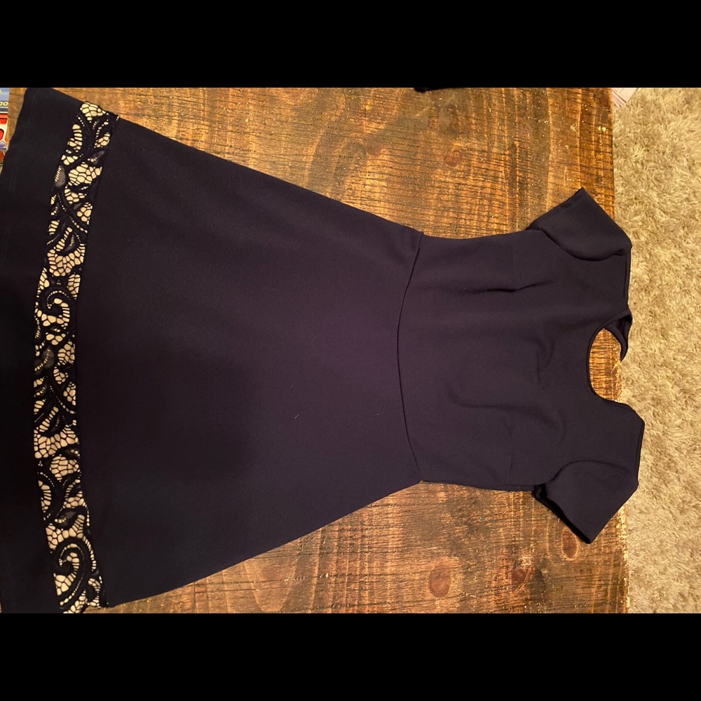 Navy blue A line dress (polyester Lycra blend)